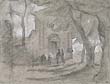 ANTONIO FONTANESI, Landscape with a Church, black chalk